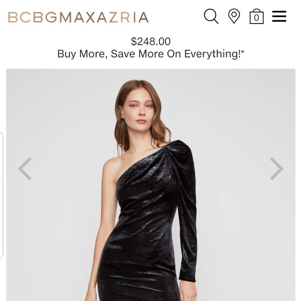 BCBG one shoulder velvet dress black color worn only once in very good c…